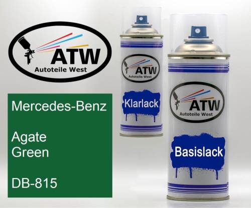 Mercedes-Benz, Agate Green, DB-815: 400ml Sprühdose + 400ml Klarlack - Set, von ATW Autoteile West.